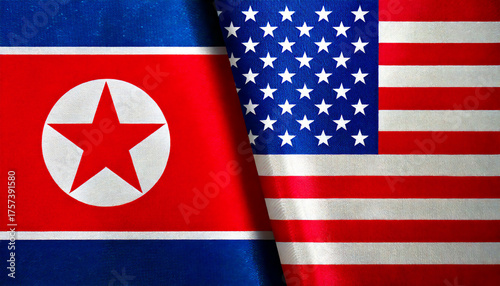 アメリカの国旗と北朝鮮の国旗(USA Flag & north korea flag.)
