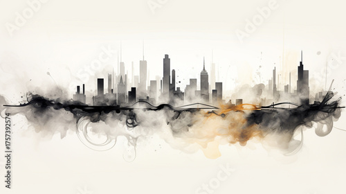 brilliance future cityscape through smoke art