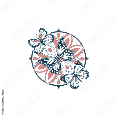 Butterfly logo with Radial shape 