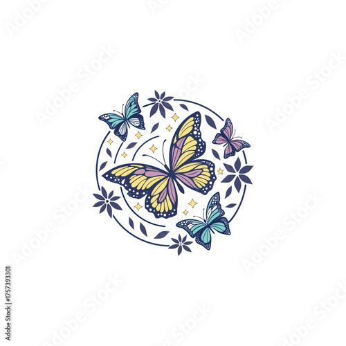 Butterfly logo with Radial shape 