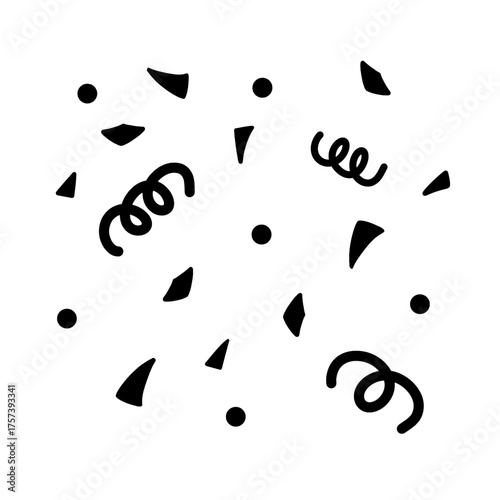 confetti decoration scribble black vector 