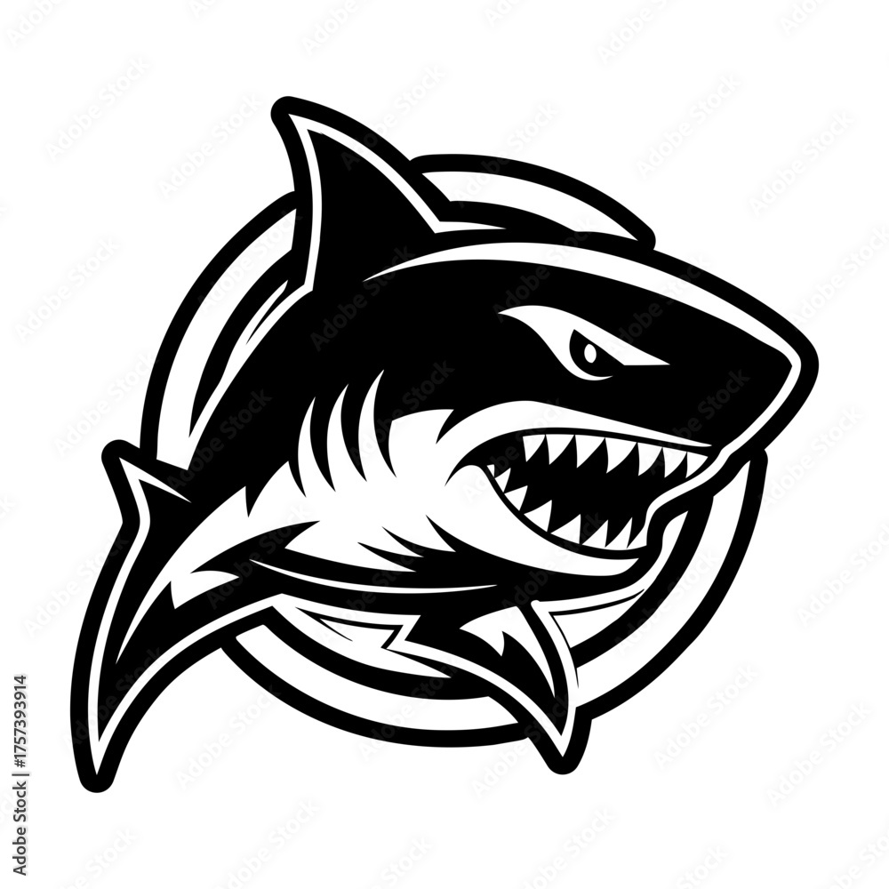 Fototapeta premium Collection of Glyph Style Shark Logos