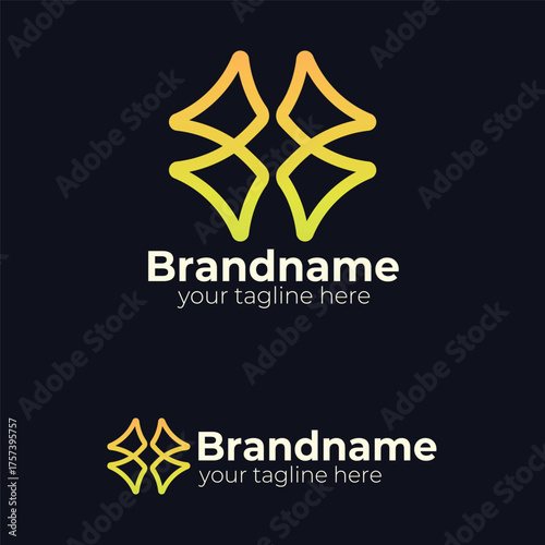 Modern Abstract Geometric Logo Design Vector Template in Yellow Green Gradient Color Representing Connection, Teamwork, Data, or Technology Network