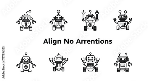 Collection of robot icons isolated on white background for web design