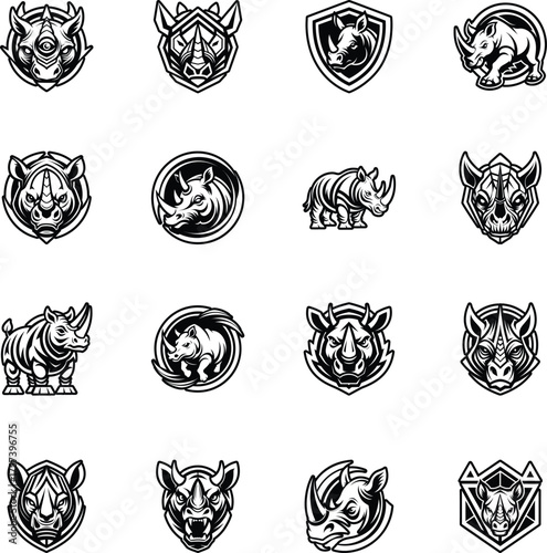 Collection of Glyph Style Rhino Logos

