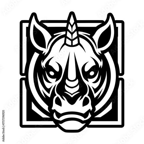 Glyph style icon showing a rhino head