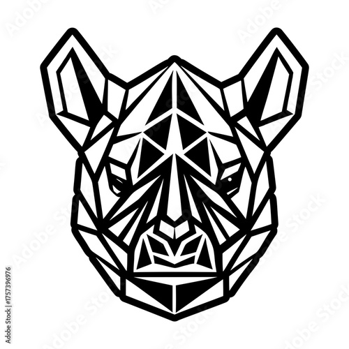 A filled style icon representing a rhinoceros face