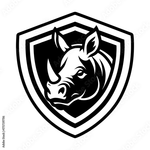 A glyph style icon showing a rhino mascot