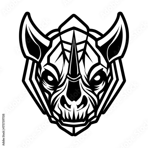 A filled style icon representing a rhinoceros face