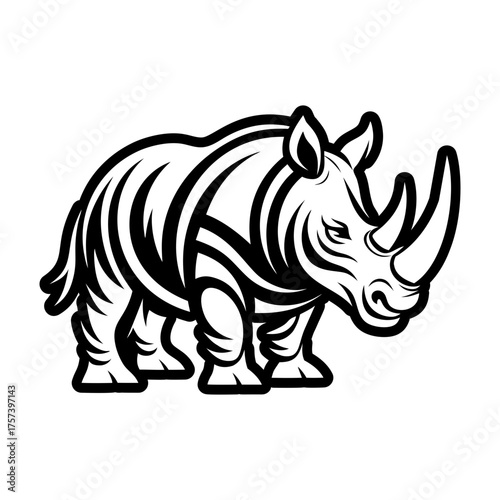 A glyph style icon showing a rhinoceros head