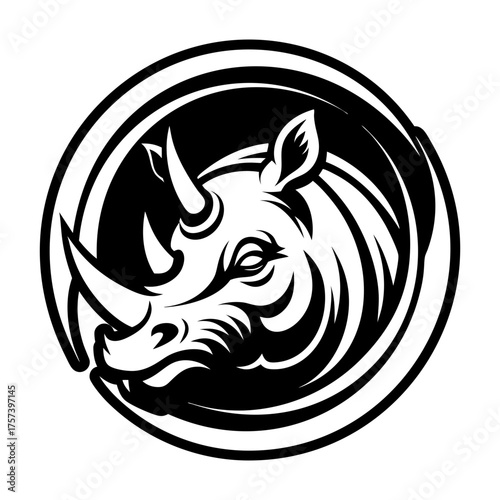 Glyph style icon showing a rhinoceros symbol