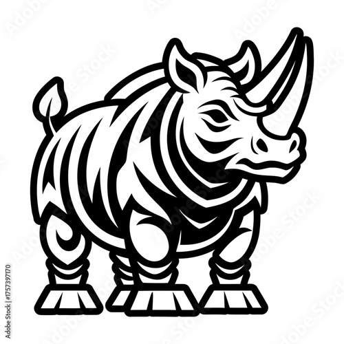 A glyph style icon showing a rhino logo