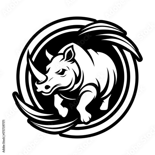 A filled style icon representing a rhino symbol