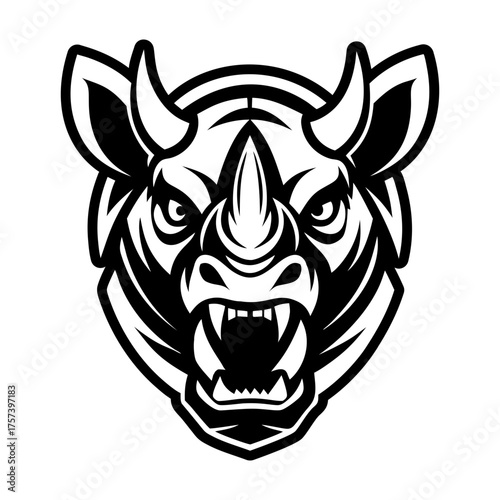 A glyph style icon showing a rhinoceros logo