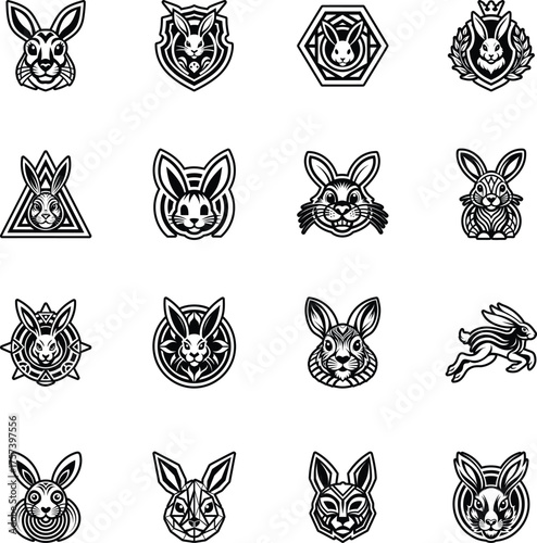 Collection of Glyph Style Rabbit Logos 

