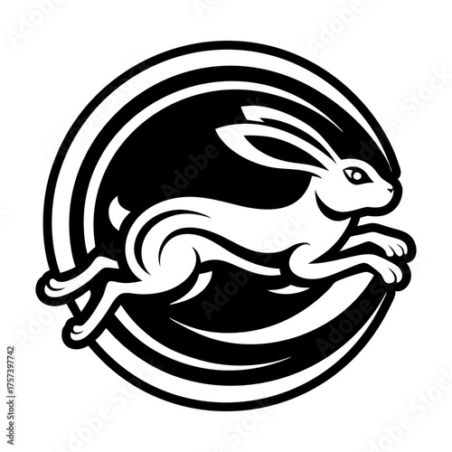 A glyph style icon showing a hare logo