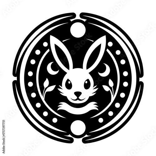 A glyph style icon showing a hare head