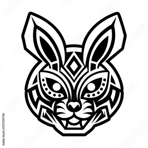 A solid style icon depicting a rabbit face