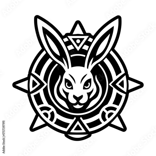 A glyph style icon showing a rabbit logo