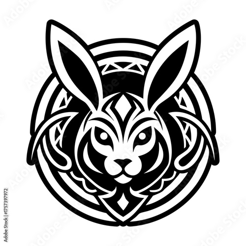 A filled style icon representing a hare face