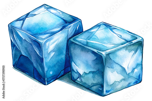 crystal block vector of ice for beverages or spa watercolor