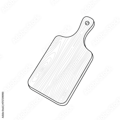 A Simple Wooden Cutting Board With A Handle Is Shown In The Image.