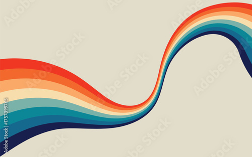 Retro colorful rainbow wave illustration design 