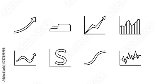 Hand drawn chart icons representing growth and data analysis vector