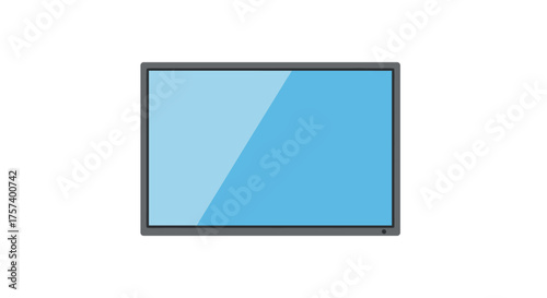 Sleek, modern flat-screen television displaying vibrant blue screen reflection, perfect for home entertainment and tech presentations