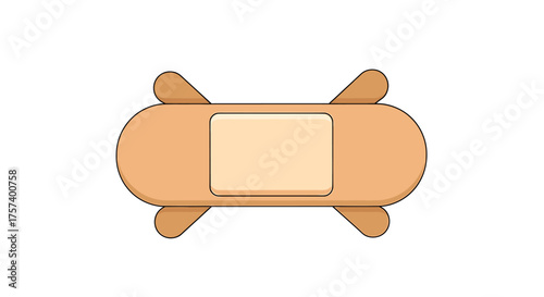 Cartoon bandage provides quick first aid for minor injuries, representing care and healing in a simple, clean design.
