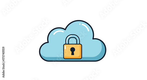 Cloud computing security symbol with padlock graphic representation digital data protection vector