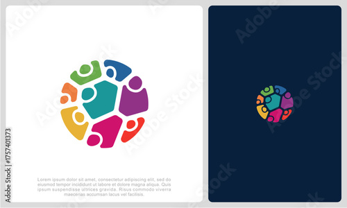 Abstract people colorful logo icon design minimal style illustration. community logo icon vector isolated.	
