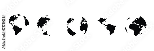 Globe icons set. Planet earth symbol collection.  earth globe silhouette icon on white background . eps 10