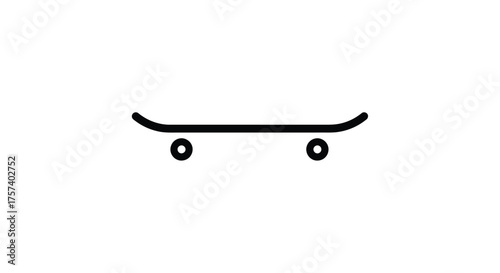 Simple line art icon of a skateboard for sports and extreme recreation designs silhouette