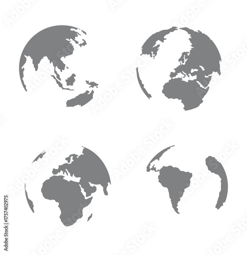 Simple black and white earth globe vector . globe icons set Explore the World Simple and Stylish Globe Icons   set . eps 10 
