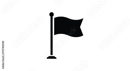 Simple black flag waving on pole iconic symbol of surrender defeat or white flag gesture isolated graphic element silhouette