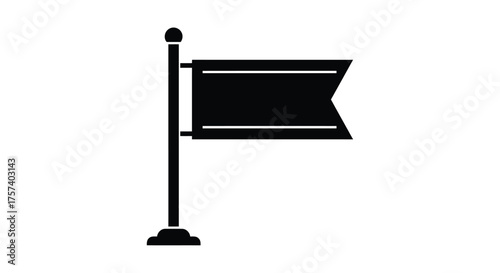 Simple black silhouette flag on pole with base modern design element for branding and navigation symbols silhouette