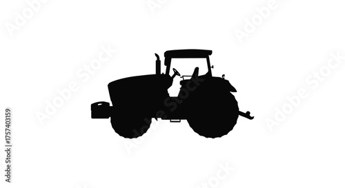 Silhouette of a modern agricultural tractor ready for field work and rural operations silhouette