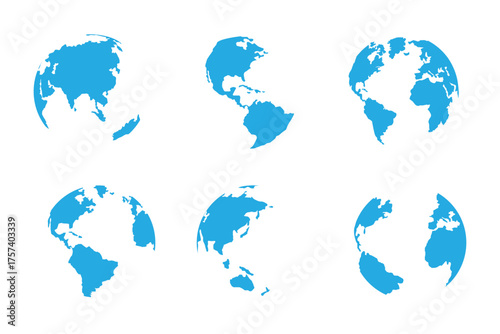 Simple black and white earth globe vector . globe icons set Explore the World Simple and Stylish Globe Icons   set . eps 10 