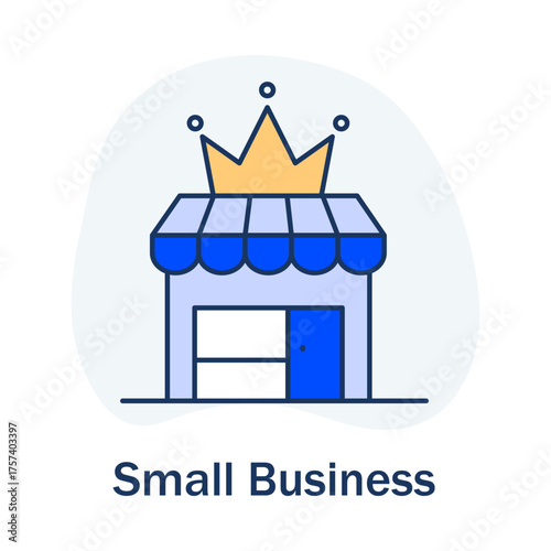 Premium Small Business Icon - Quality Local - Boutique Shop - Crown Store - Vector