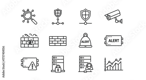 Collection of security icons hand drawn style for network and data protection concepts vector