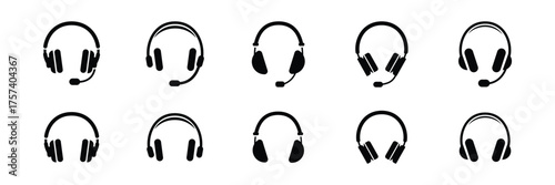 Headphone icons set. Headset sign and symbol . Headphone, earphone symbol. Gaming headphones icon. eps 10 