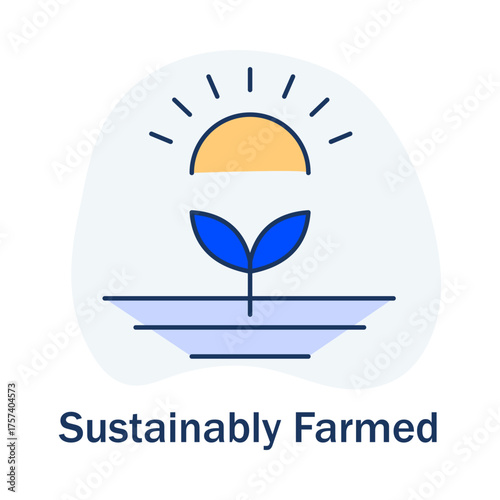 Sustainable Agriculture Symbol - Environmentally Grown - Natural Farm - Outline Vector - Renewable Resources