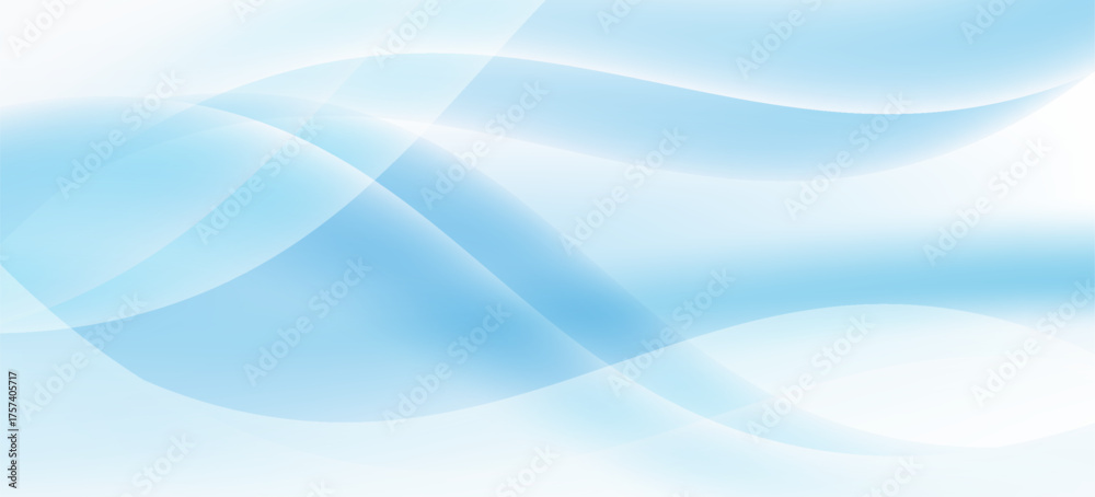 Fototapeta premium Soft abstract background featuring flowing wave patterns in a gradient of light blue tones, creating a calm and modern design