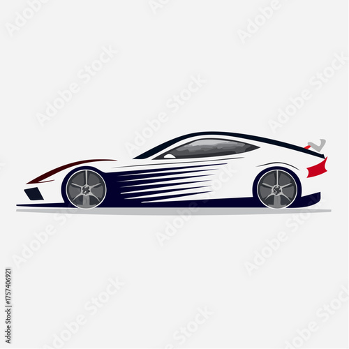 Red luxury sports car model isolated on white background, a fast and powerful racing vehicle design