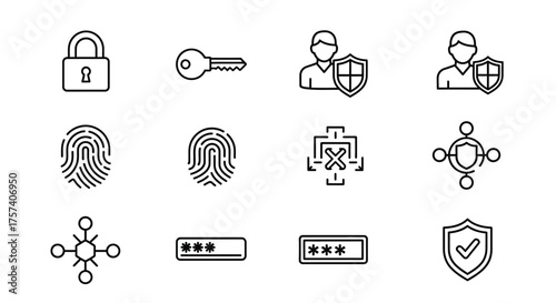 Collection of security and privacy icons for digital safety and data protection concepts vector