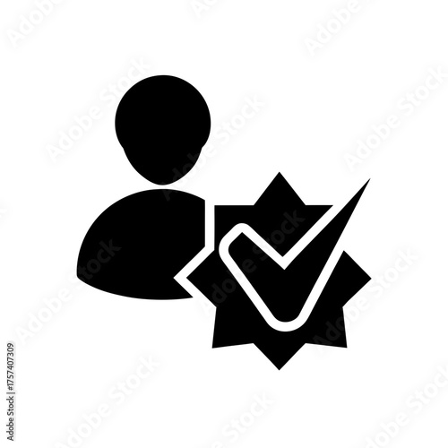 User profile with checkmark symbol on transparent background silhouette