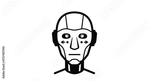 Futuristic robot head icon with mechanical features technology concept vector