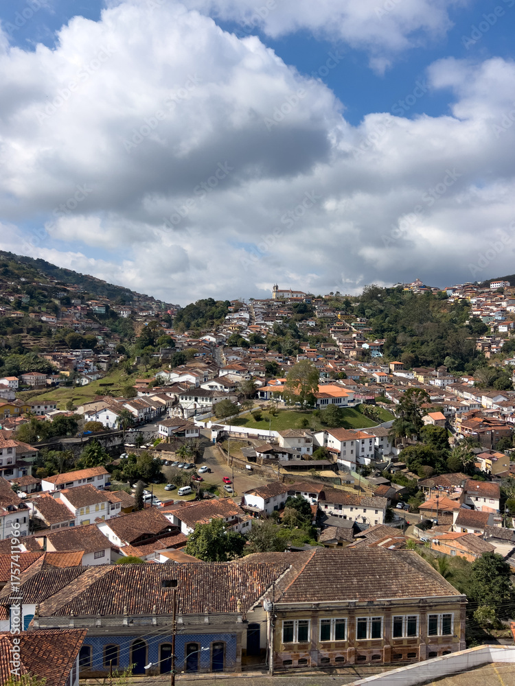 Fototapeta premium Panoramic view of Ouro Preto historic center, Brazil
