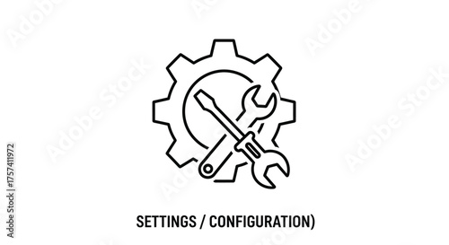 Gear with wrench and screwdriver icons symbolizing settings configuration tools and engineering vector